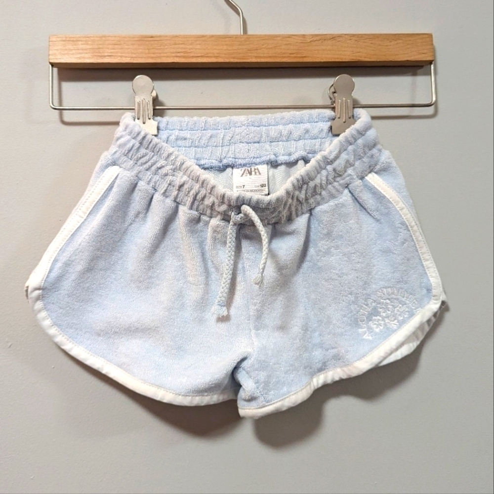 Zara Girls Baby Blue Terry Cloth Short Size 7